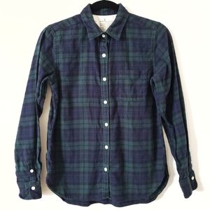 Muji Plaid Flannel Button-Down Collared Shirt (S)